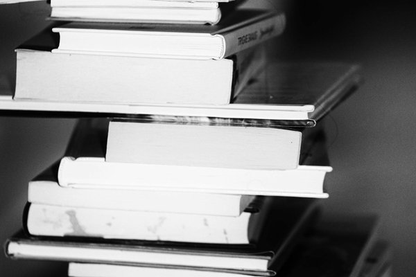 a pile of books, top open